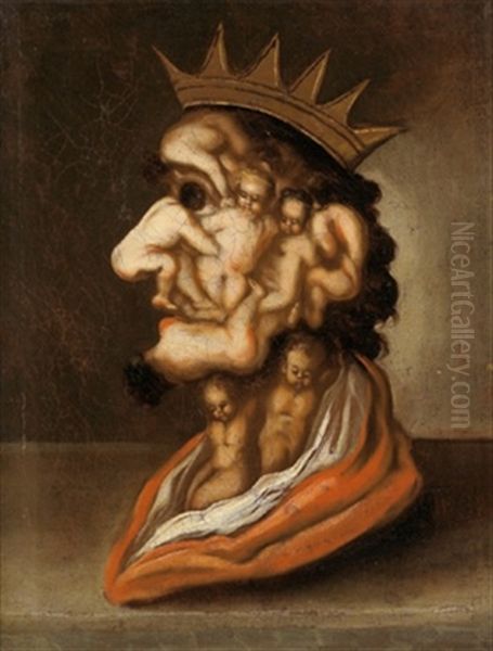 La Testa Di Erode, Il Ritratto E Composto Di Putti Nudi Oil Painting by Giuseppe Arcimboldo