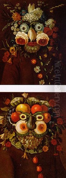 Head Of A Man Composed Of Flowers Oil Painting by Giuseppe Arcimboldo