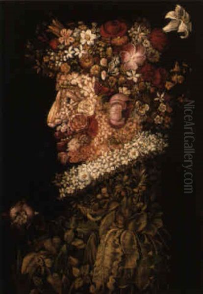 Anthropomorphic Heads Representing The Four Seasons Oil Painting by Giuseppe Arcimboldo