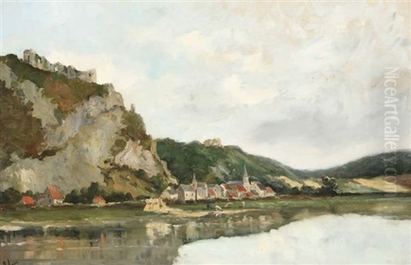 Village Au Bord De L'eau Oil Painting by Henri Arden