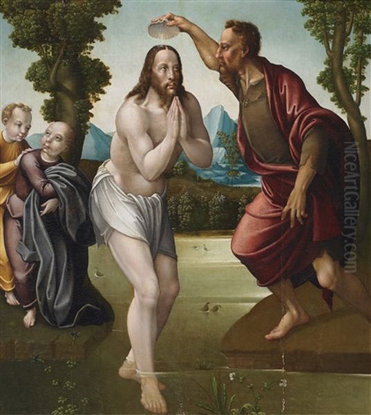 Baptism Of Christ Oil Painting by Pablo de Aregio