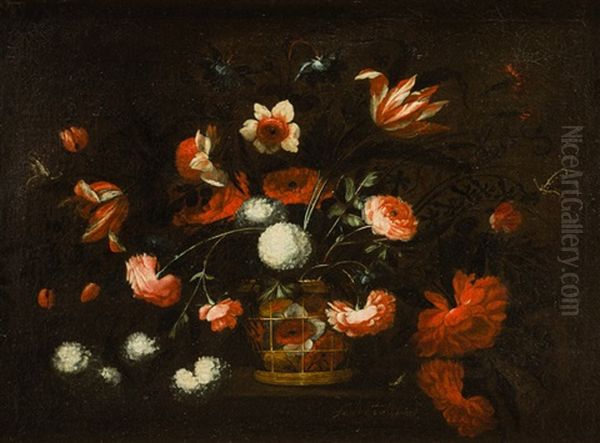 Cesta De Flores Oil Painting by Jose De Arellano