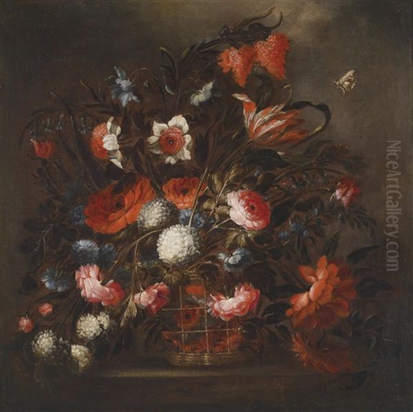 Ein Blumenstillleben Oil Painting by Jose De Arellano