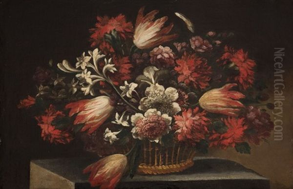 Corbeille De Fleurs Oil Painting by Juan De Arellano