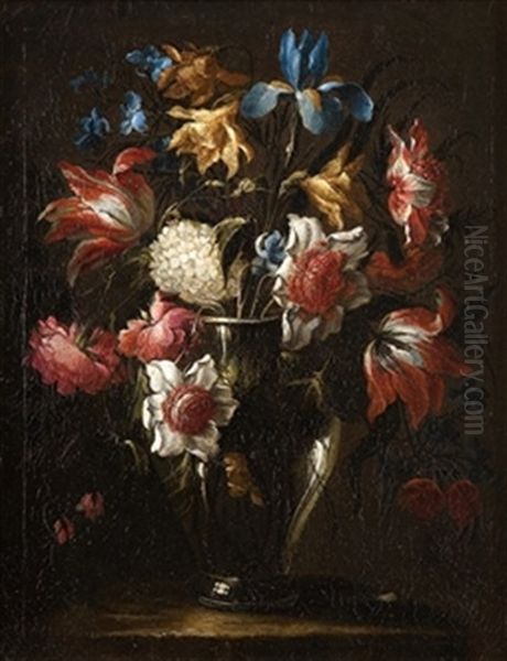 Bucaro De Cristal Con Flores Oil Painting by Juan De Arellano