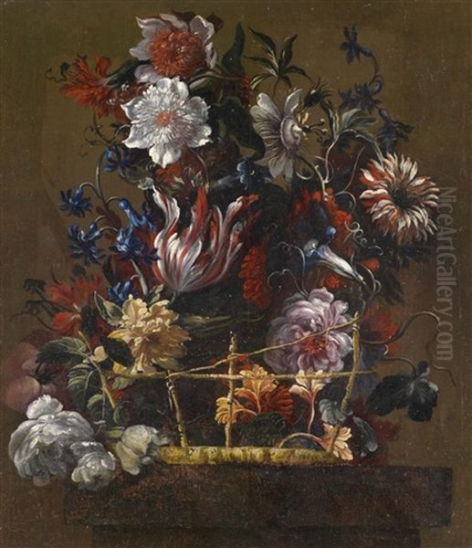 Blumenstillleben (pair) Oil Painting by Juan De Arellano