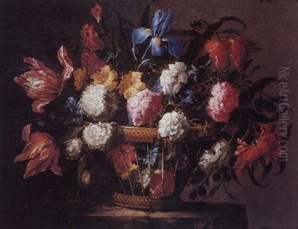 Cesto De Flores Oil Painting by Juan De Arellano