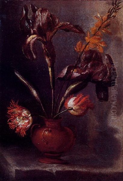 Florero Con Lirios Y Tulipanes Oil Painting by Juan De Arellano