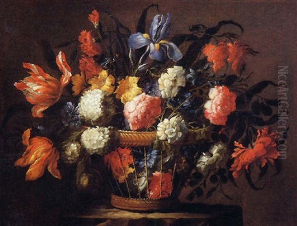 Fiori In Un Cestino Oil Painting by Juan De Arellano