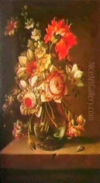 Blumenstrauss In Einer Glasvase. Oil Painting by Juan De Arellano