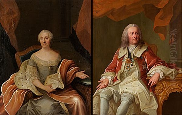 Portratt Av Riksradet Greve Gabriel Von Seth (+ Portratt Av Hans Maka Anna Margareta, F. Lilliecreutz; Pair) by Olof Arenius