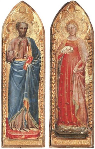 Saint Peter - ? ( + Saint Agnes; Pair) Oil Painting by Spinello Aretino