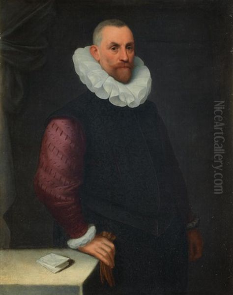 Portrait Of A Gentleman, Three-quarter-length Oil Painting by Cesare Aretusi