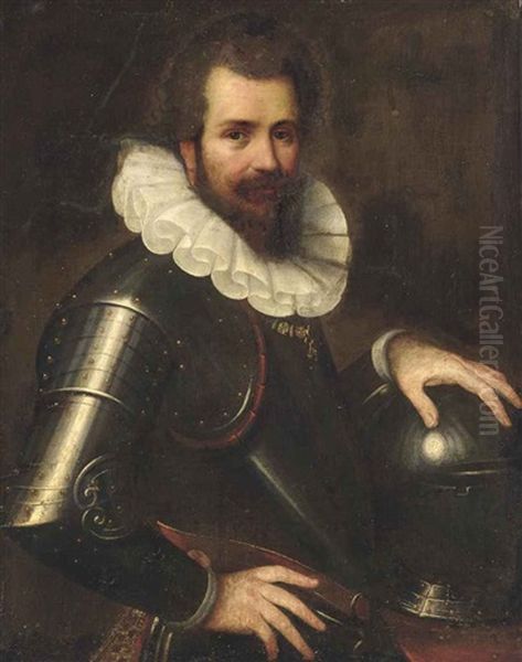 Portrait Of Ranuccio Farnese, Half-length, In Armour Oil Painting by Cesare Aretusi