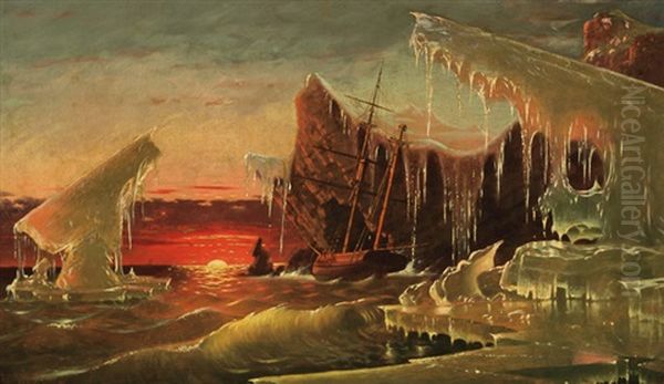 Lost In The Arctic Ice Oil Painting by Fortunato Ariolla