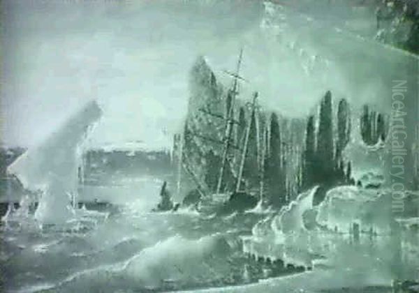 Shipwreck In The Artic Oil Painting by Fortunato Ariolla