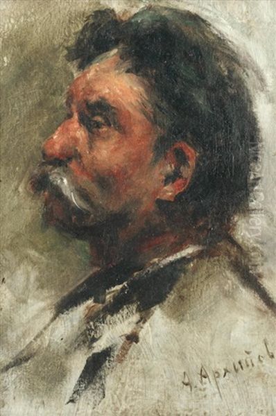 Portrait Of A Moustachioed Gentleman Oil Painting by Abram Efimovich Arkhipov