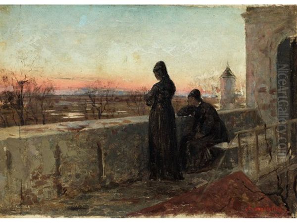 Sonnenuntergangsstimmung Oil Painting by Abram Efimovich Arkhipov