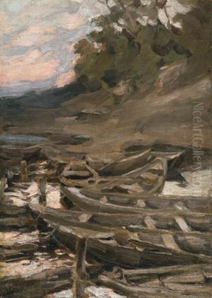 The Boats Oil Painting by Abram Efimovich Arkhipov