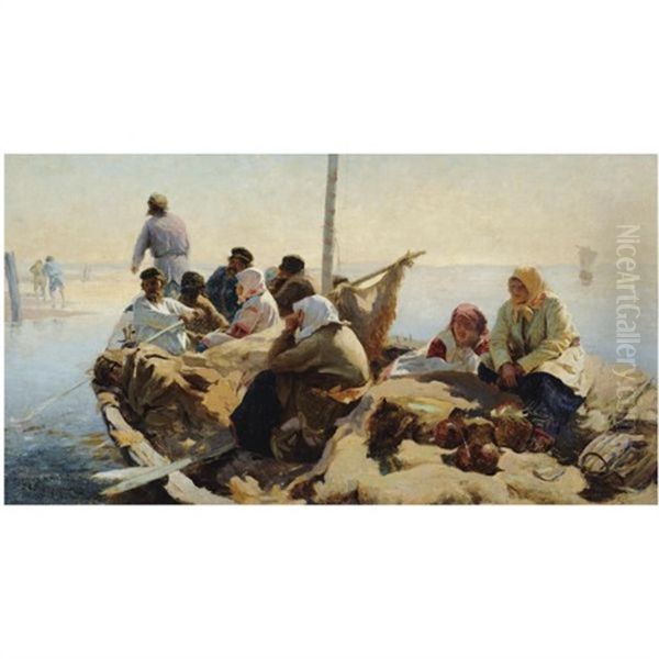 On The River Oka Oil Painting by Abram Efimovich Arkhipov