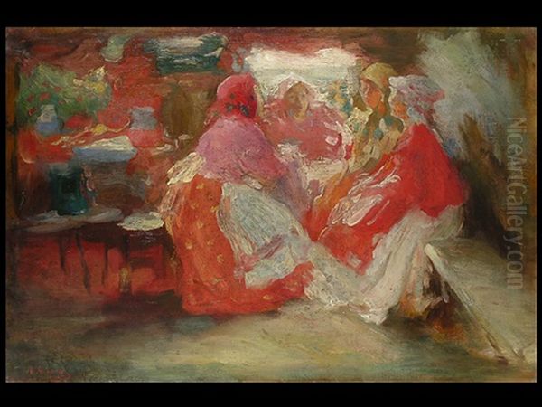 Zu Gast Oil Painting by Abram Efimovich Arkhipov