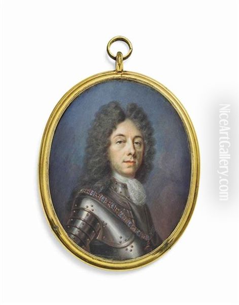 Prince Eugene Of Savoy (1663-1736), In Armour With Lace Jabot, Wearing The Collar And Jewel Of The Order Of The Golden Fleece Oil Painting by Benjamin Arlaud