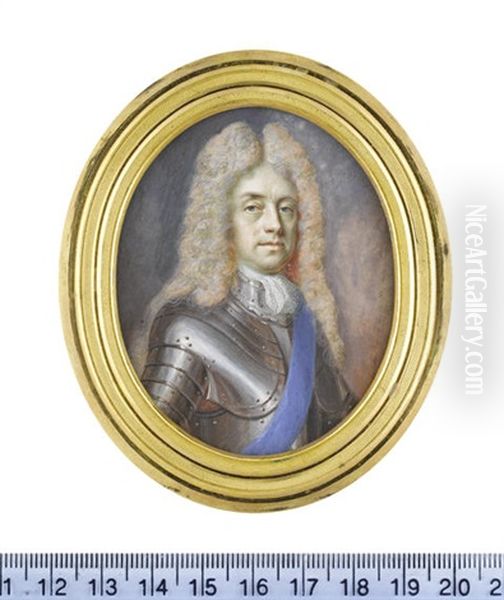 James Butler, 2nd Duke Of Ormonde Kg Kt, Wearing Armor, White Stock And Lace Cravat, Blue Sash Of The Order Of The Garter, Long Curled Wig by Benjamin Arlaud