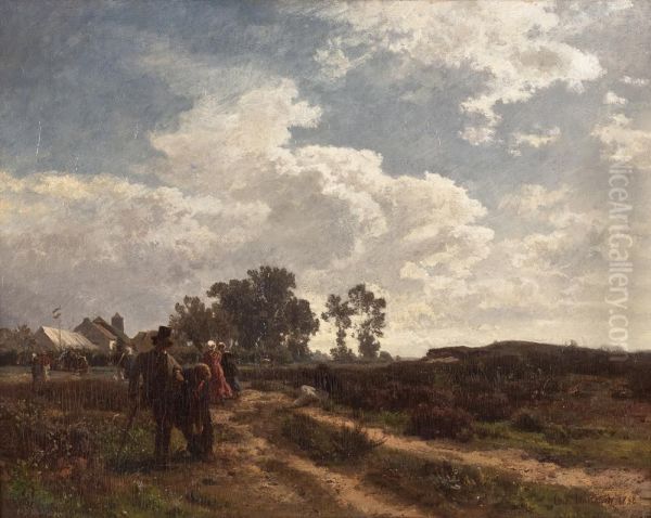 Kirmes Am Niederrhein Oil Painting by Oswald Achenbach