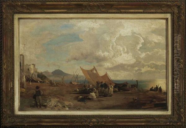 Am Strand Von Neapel. Oil Painting by Oswald Achenbach