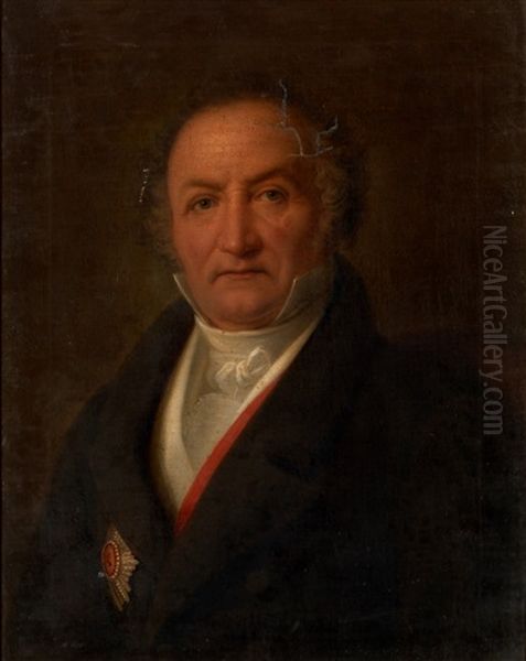 Portrait Of Baron Du Puget, In A Dark Jacket Decorated With The Order Of St. Anna, 1st Class Oil Painting by Marc-Louis Arlaud