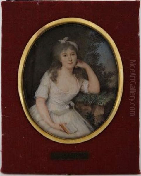 Jeune Femme Au Livre Oil Painting by Louis Ami Arlaud-Jurine