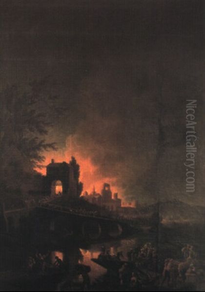 L'incendie Oil Painting by Jean Henry d' Arles