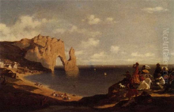 Passer Le Jour A La Cote De Etretat Oil Painting by Ernest Emile Armand-Delille