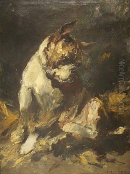 Bouledogue Oil Painting by Edouard Armand-Dumaresq