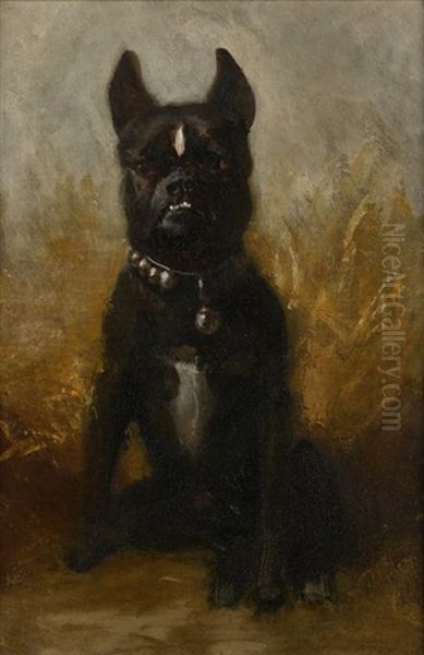 Bouledogue Francais Assis Oil Painting by Edouard Armand-Dumaresq