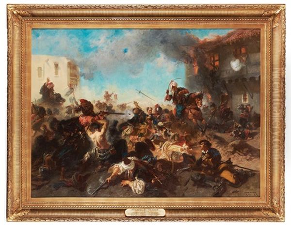 The Battle Of Bender Oil Painting by Edouard Armand-Dumaresq