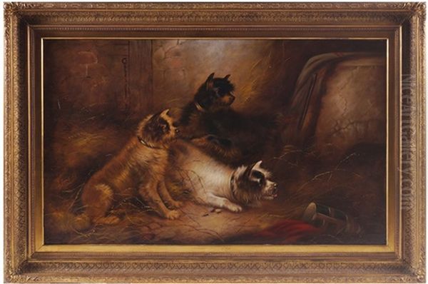 Three Terriers Oil Painting by Edward Armfield