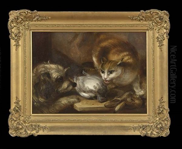 Fighting Like Cats And Dogs Oil Painting by Edward Armfield