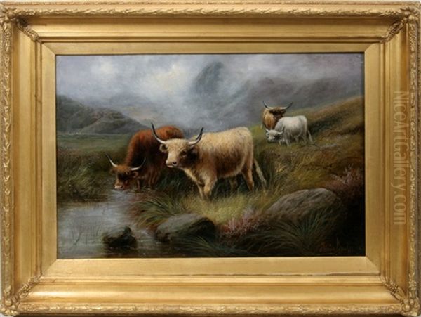 Highland Cattle Morning Oil Painting by Edward Armfield