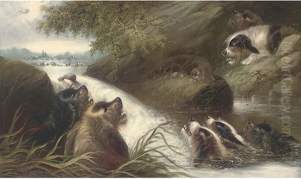 The Cornered Otter Oil Painting by Edward Armfield