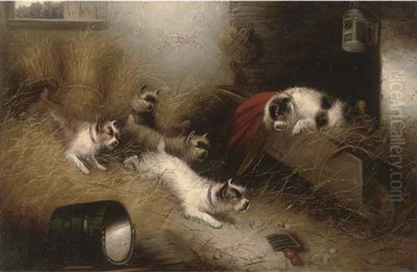 The Mouse Hunters Oil Painting by Edward Armfield