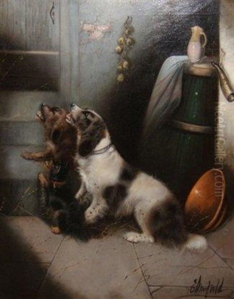 Awaiting Their Master's Return Oil Painting by Edward Armfield