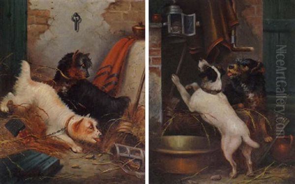 Terriers Ratting Oil Painting by Edward Armfield