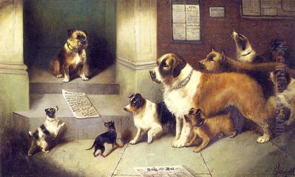 Gathering Of Dogs Oil Painting by Edward Armfield