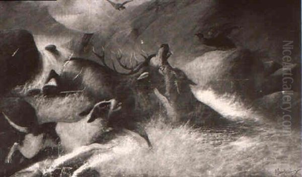 The Stag Hunt Oil Painting by Edward Armfield