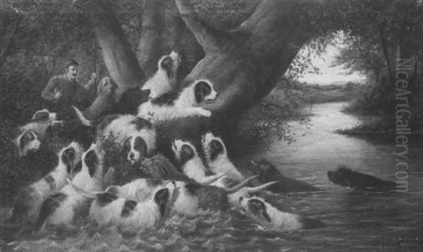 The Otter Hunt/ At Fault Oil Painting by Edward Armfield