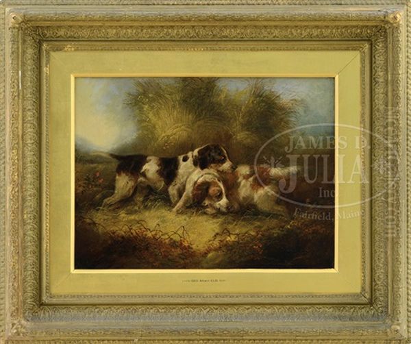 Two English Setters In Meadow Oil Painting by George Armfield