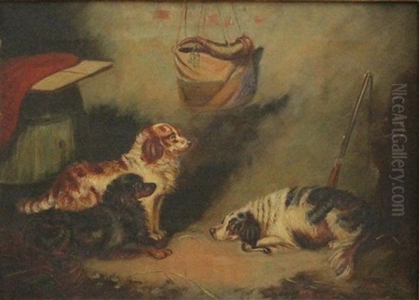 Three Dogs Oil Painting by George Armfield