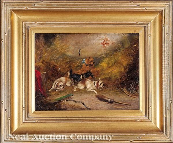 Terriers In Training; The Chase (2 Works0 Oil Painting by George Armfield