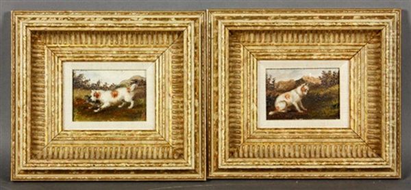 Hunting Dogs (2 Works) Oil Painting by George Armfield